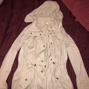 Cream Hooded Utility Jacket